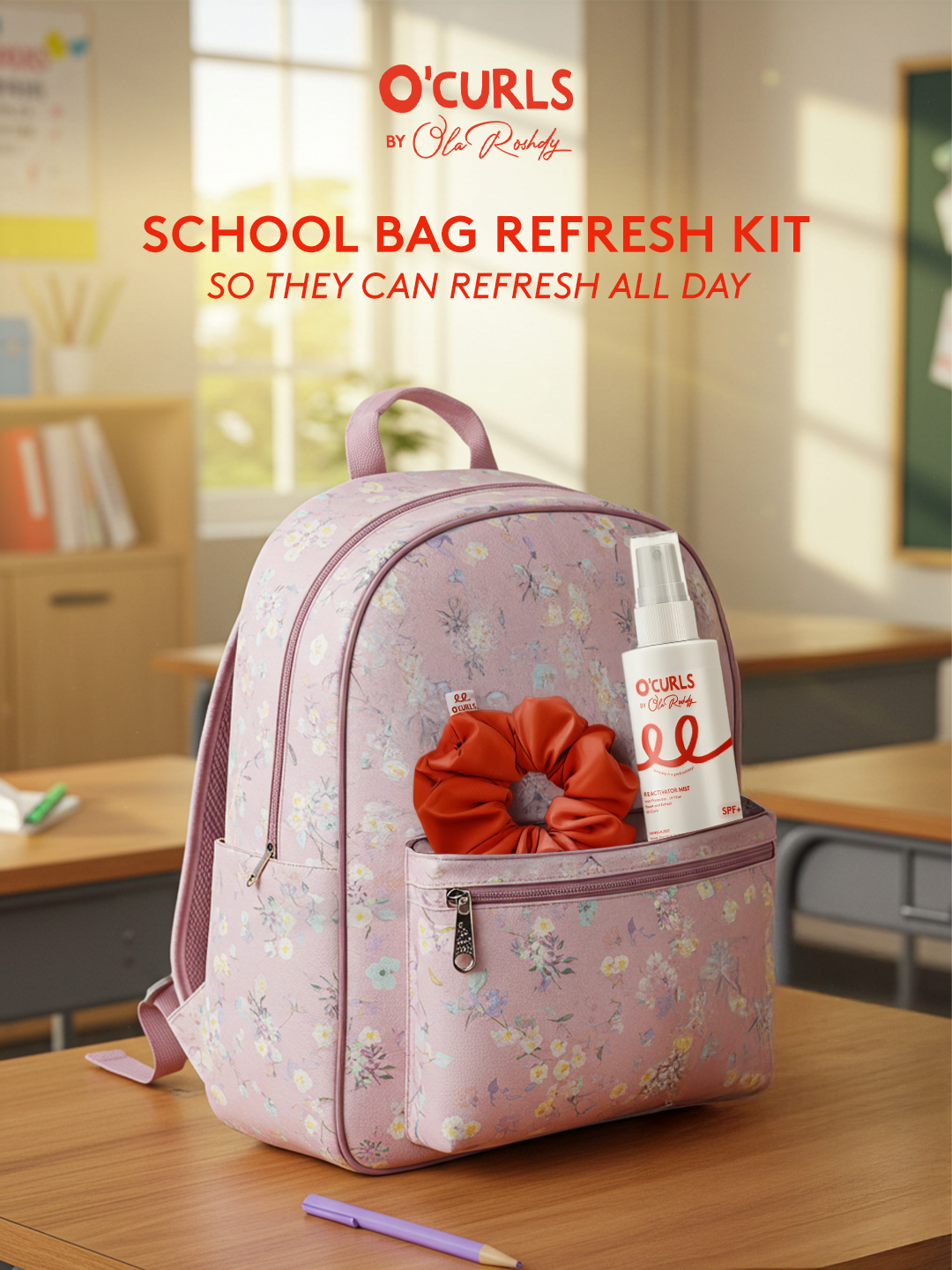 School Bag Refresh Kit (Hair Spray + Satin Scrunchie